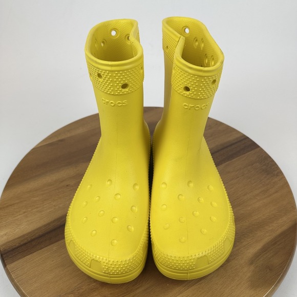 Womens Crocs Classic Rain Ankle Boots Yellow Rubber Waterproof Size 9 M GUC - Picture 4 of 10